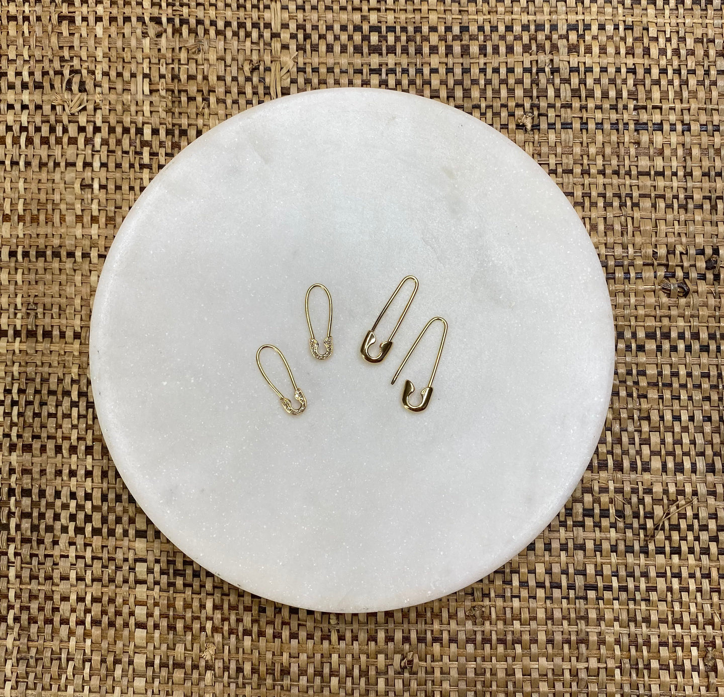 14K Gold Diamond Safety Pin Earrings | Modern Fine Jewelry | Statement Earrings